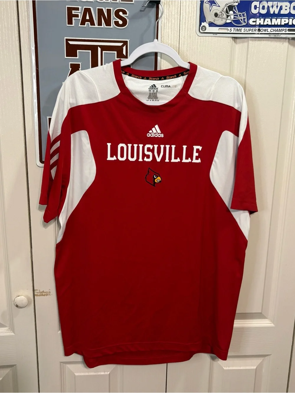 adidas Louisville Red and White Men's Athletic Jersey